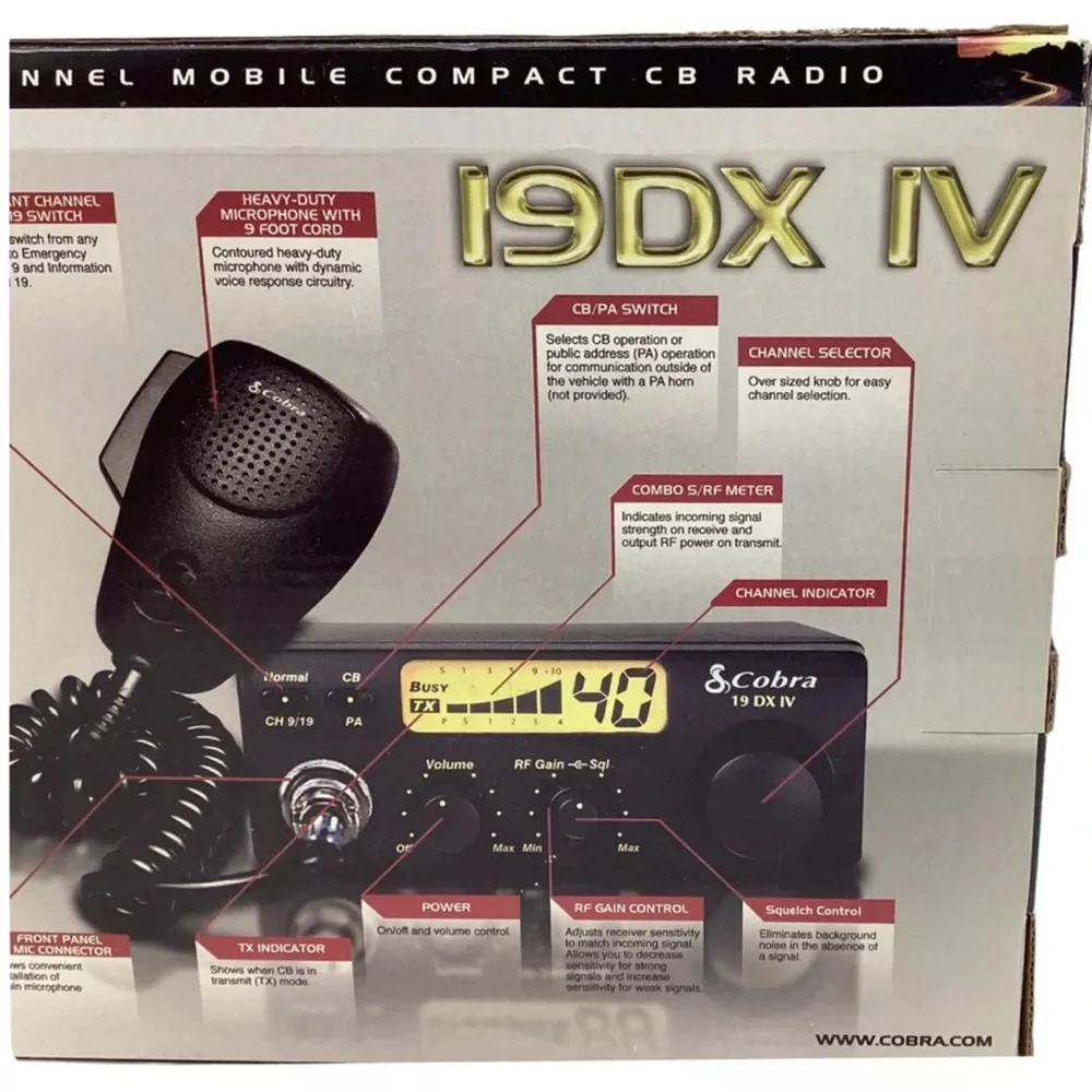 Cobra 40 Channel Mobile Compact CB Radio (19 DX IV) - Picture 5 of 16